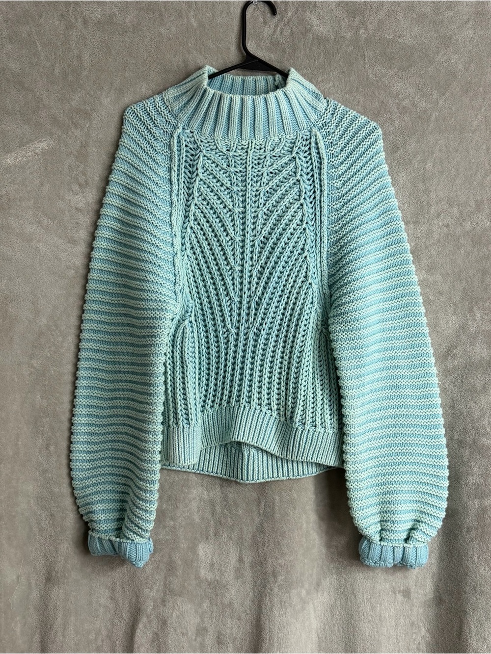 Free People Small Chunky Blue Sweetheart Sweater